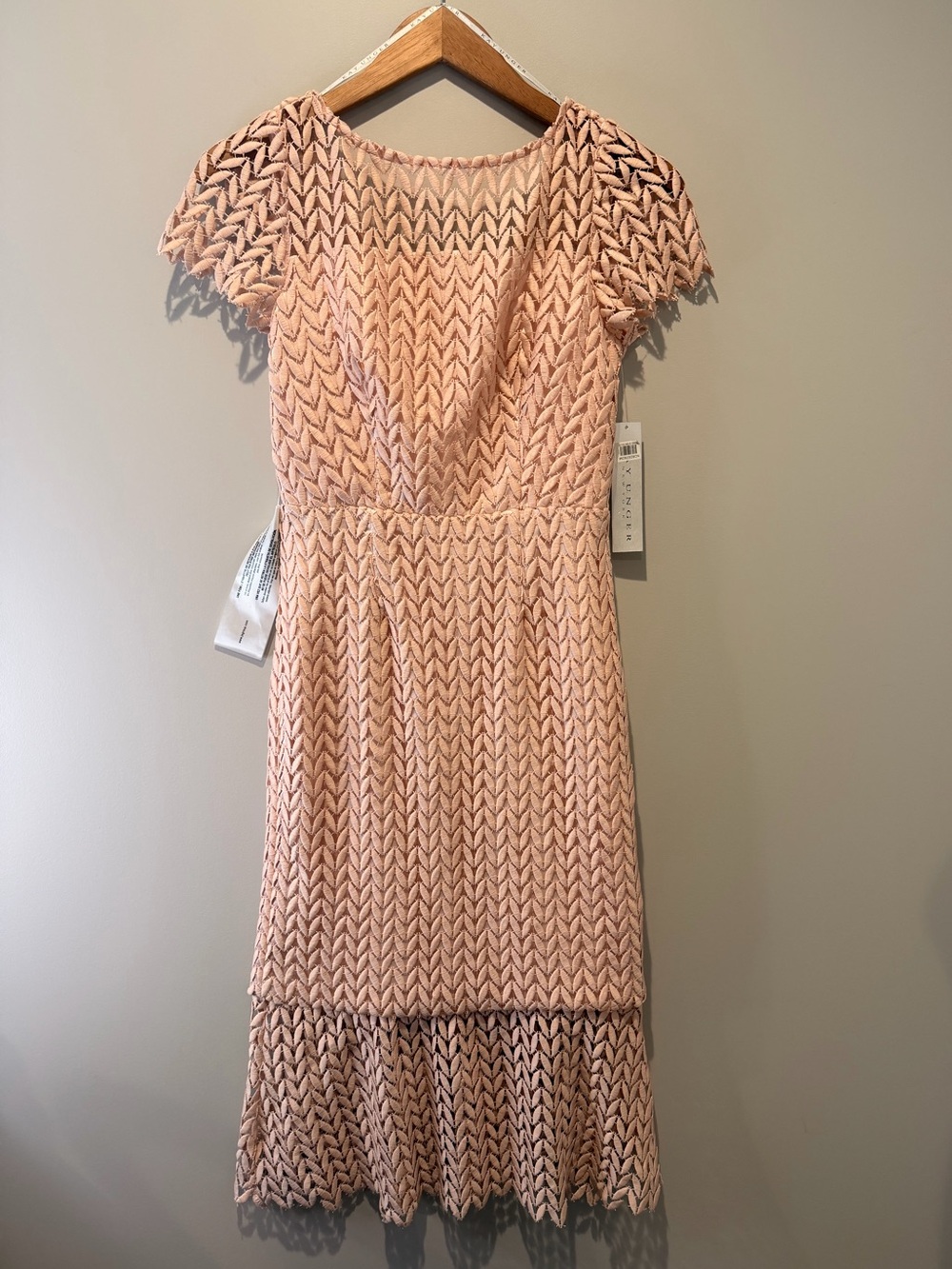 NWT Kay Unger New York Size 10 Lace Overlay Dress Blush Pink Polyester Blend